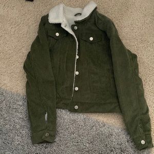Army green fleece corduroy jacket
